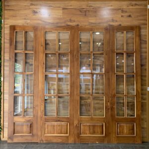 Teak Wood Double Door with fixed side panels
