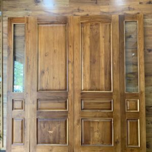 Teak Wood Double Door with fixed side panels