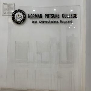 Custom Acrylic brochure and calendar holder for Norman Putsure College, Chumoukedima, Nagaland.